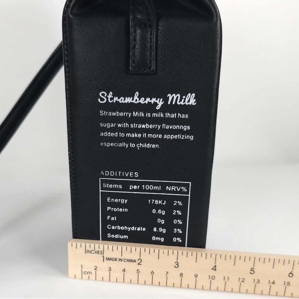 NEW CHOCOLATE MILK Carton Adjustable Strap FAUX LEATHER‎ CROSSBODY PURSE